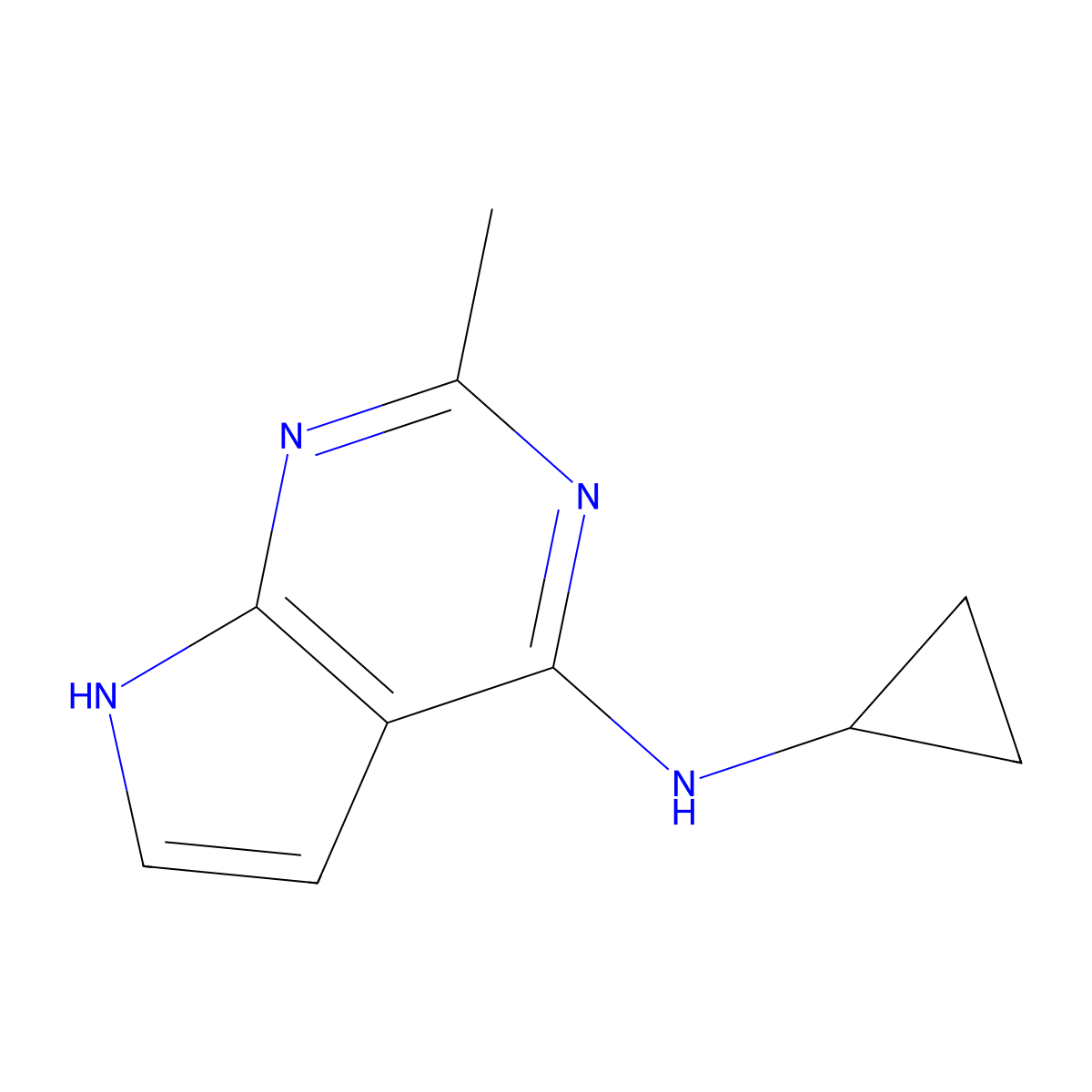 N-cyclopropyl-2-methyl-7H-pyrrolo[2,3-d]pyrimidin-4-amine molecular structure, CAS 85251-07-6