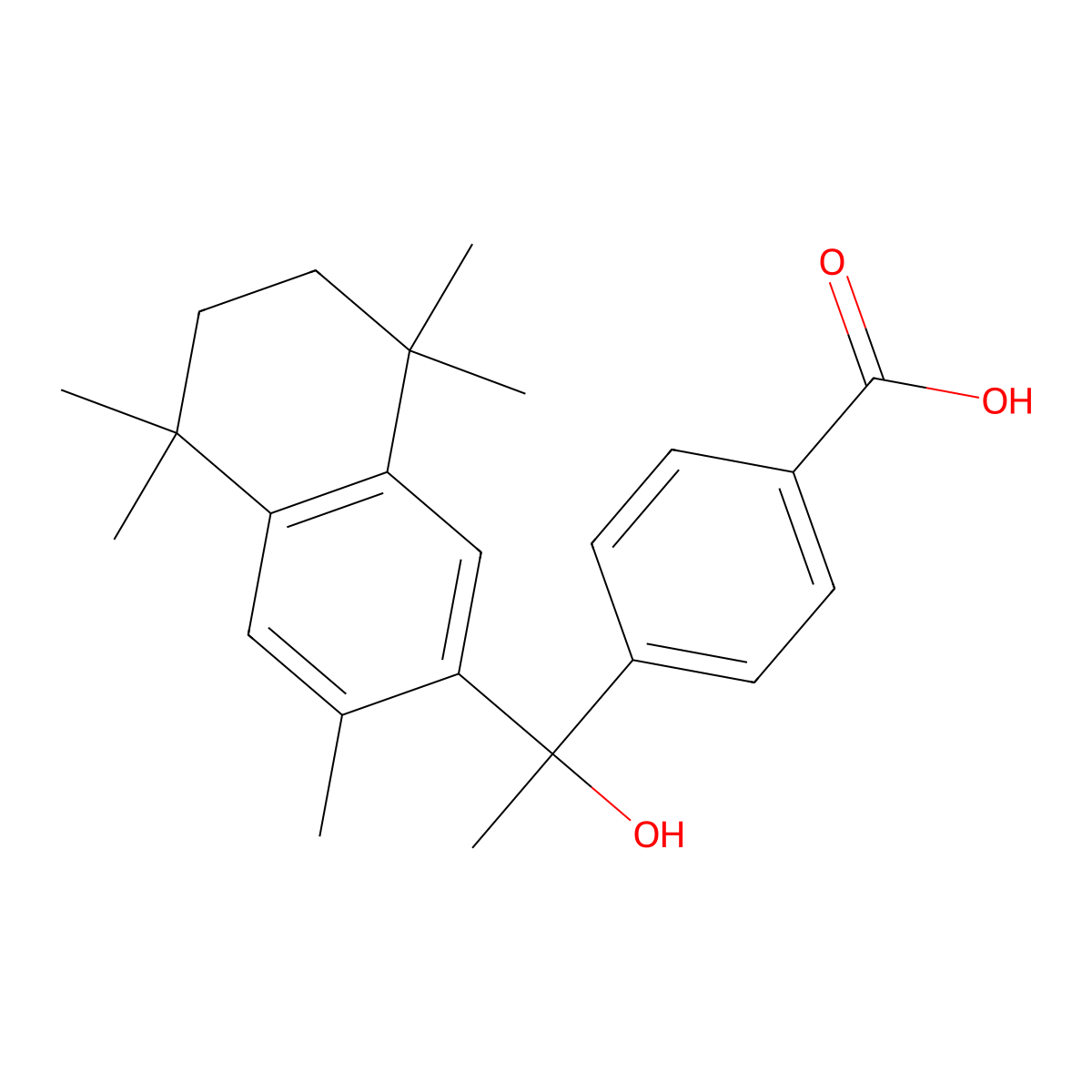 4-(1-Hydroxy-1-(3,5,5,8,8-pentamethyl-5,6,7,8-tetrahydronaphthalen-2-yl)ethyl)benzoic acid molecular structure, CAS 852524-20-0