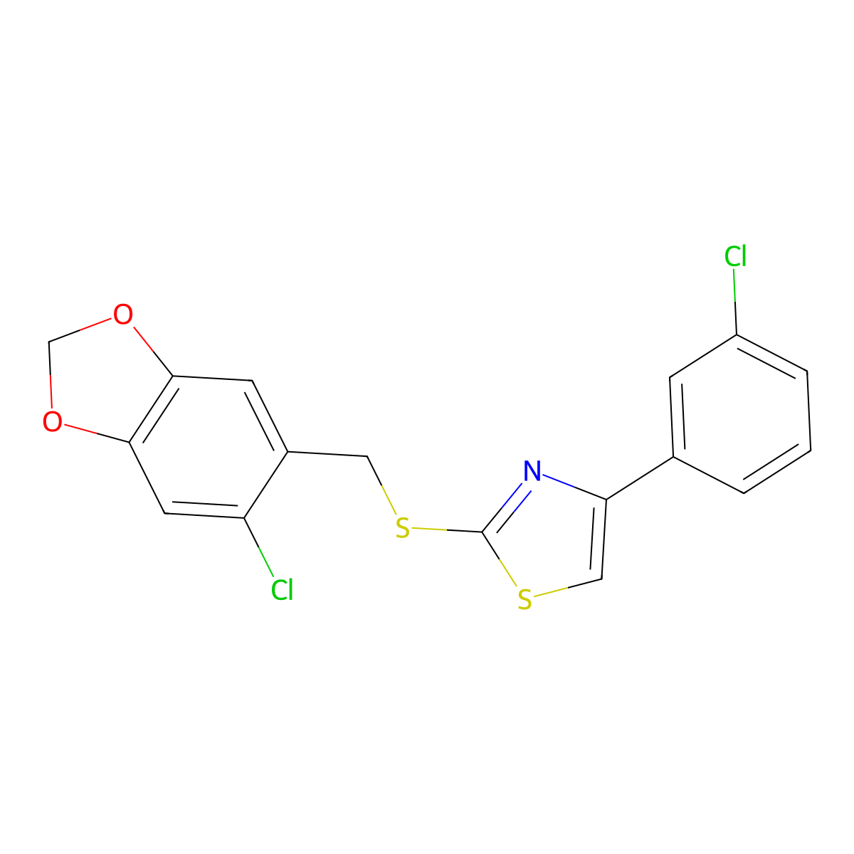2-{[(6-Chloro-2H-1,3-benzodioxol-5-YL)methyl]sulfanyl}-4-(3-chlorophenyl)-1,3-thiazole molecular structure, CAS 852536-98-2