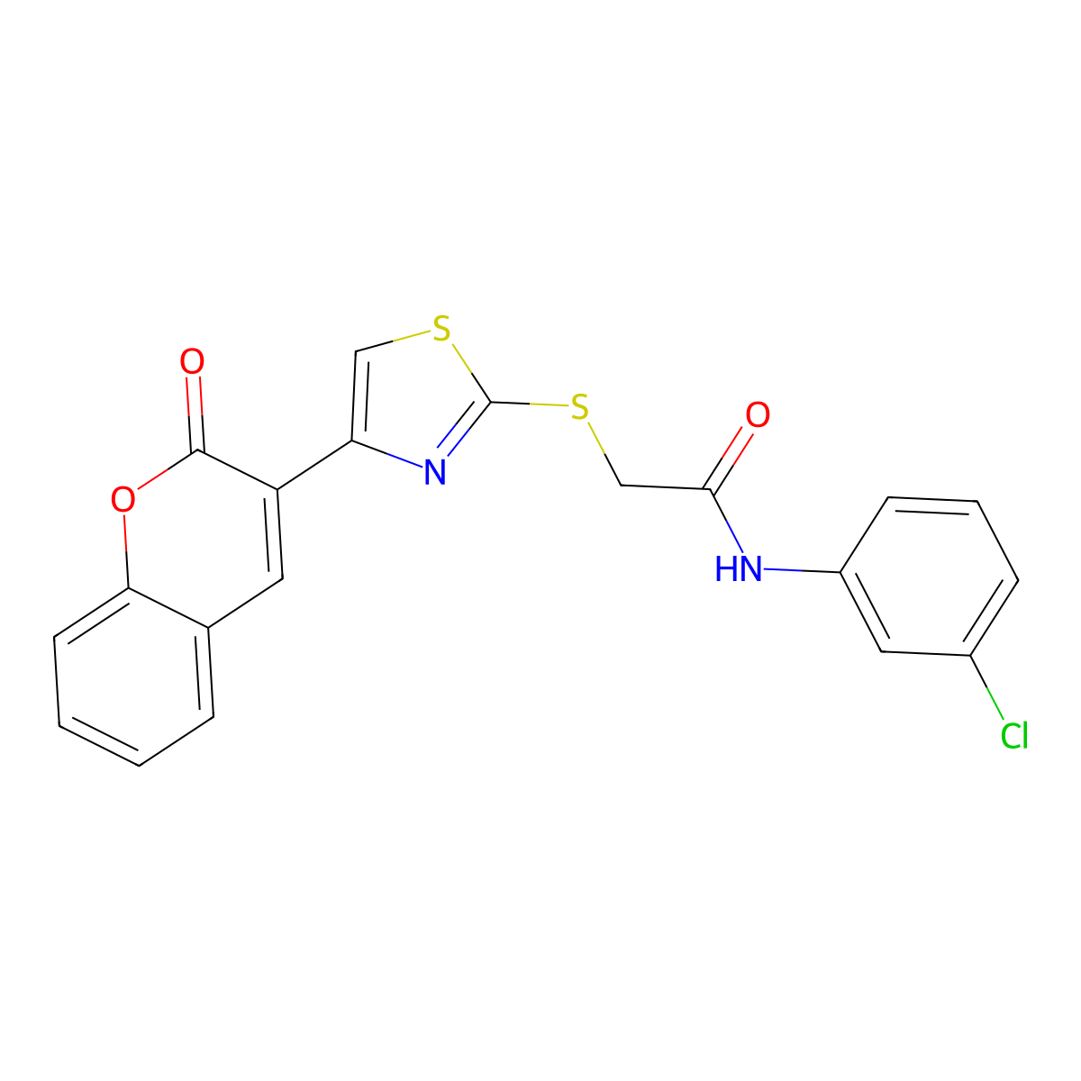 N-(3-chlorophenyl)-2-{[4-(2-oxo-2H-chromen-3-yl)-1,3-thiazol-2-yl]sulfanyl}acetamide molecular structure, CAS 852536-99-3