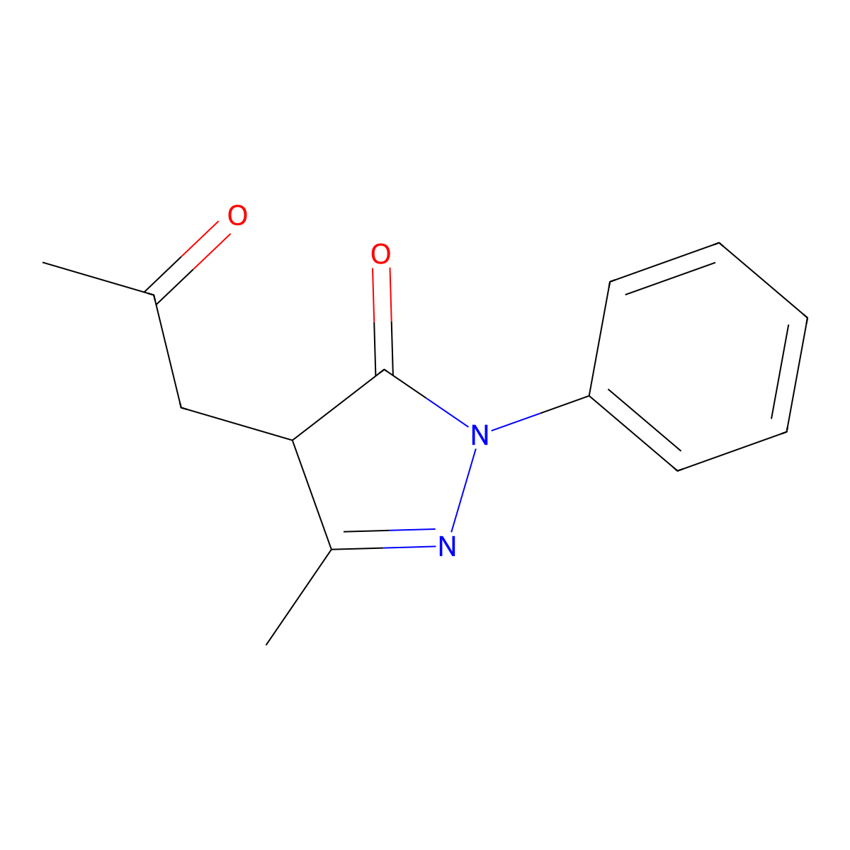 3-Methyl-4-(2-oxopropyl)-1-phenyl-2-pyrazolin-5-one molecular structure, CAS 852539-02-7