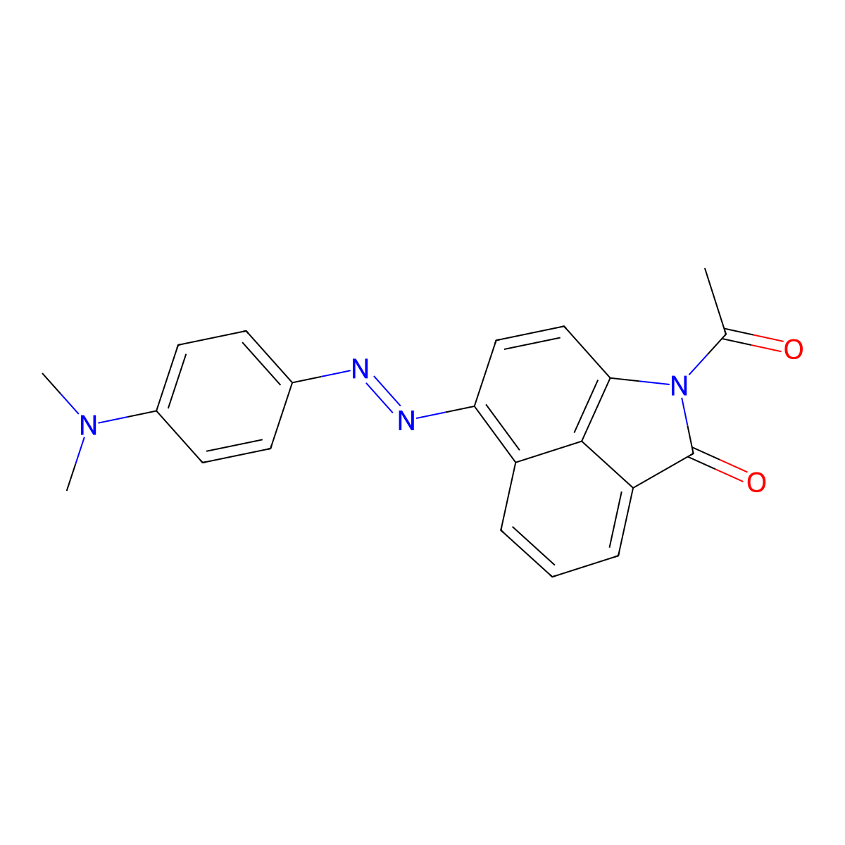 Benz[cd]indol-2(1H)-one, 1-acetyl-6-[2-[4-(dimethylamino)phenyl]diazenyl]- molecular structure, CAS 852539-05-0