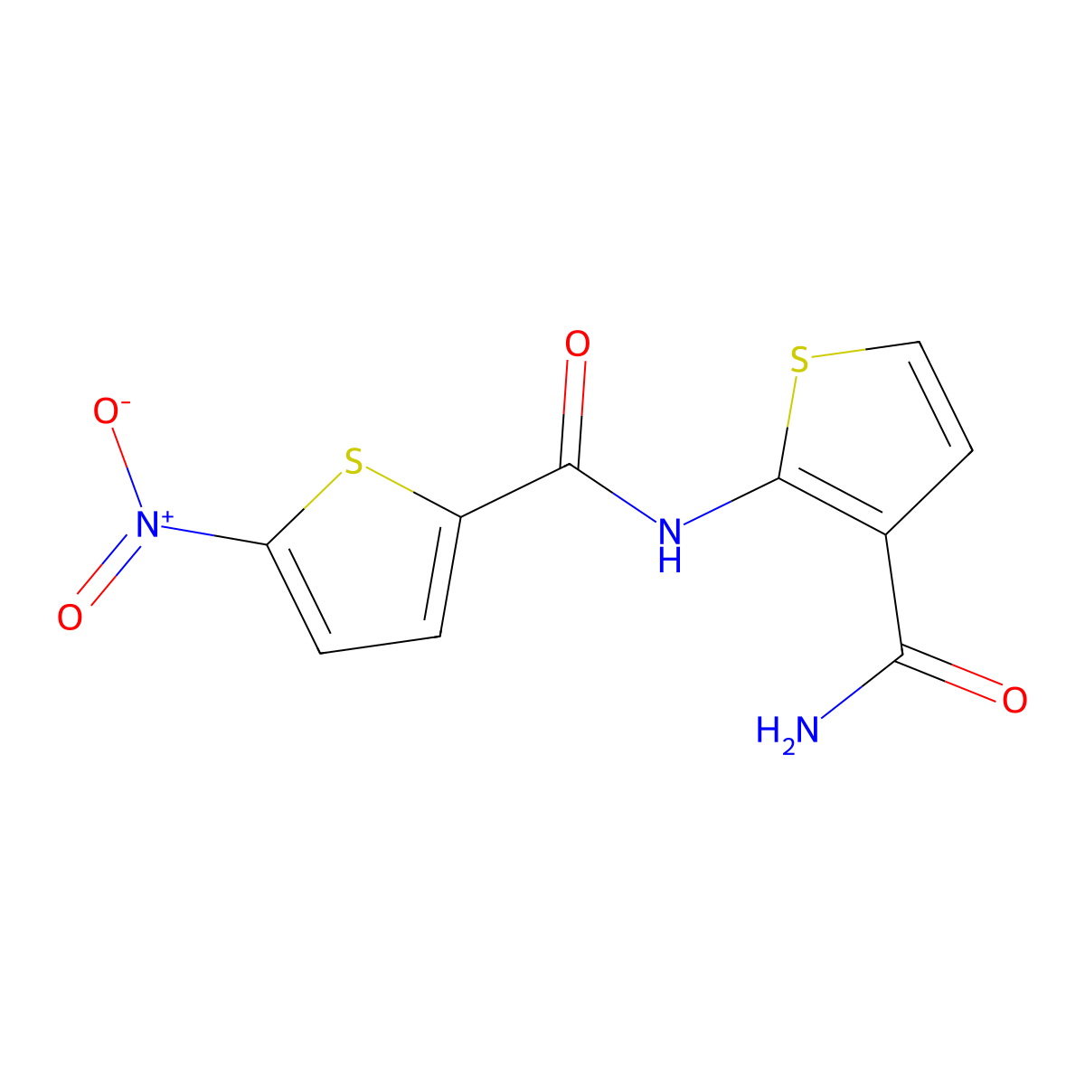N-(3-carbamoylthiophen-2-yl)-5-nitrothiophene-2-carboxamide molecular structure, CAS 852558-33-9