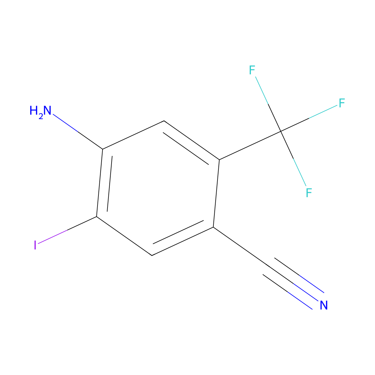 4-Amino-5-iodo-2-(trifluoromethyl)benzonitrile molecular structure, CAS 852569-35-8