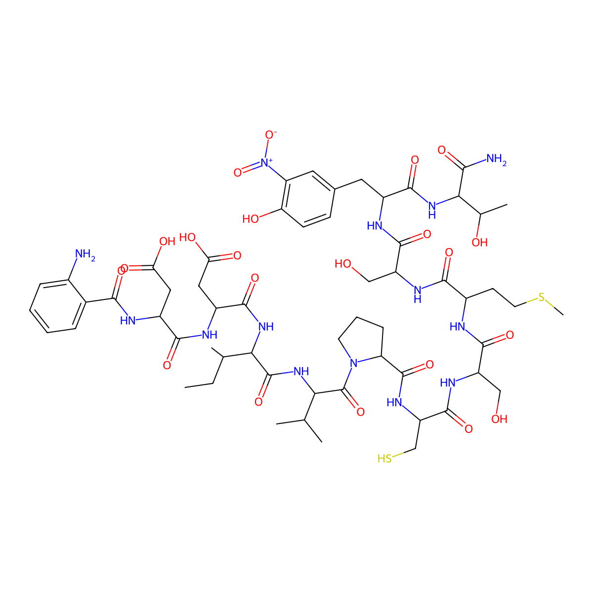 Abz-Asp-Asp-Ile-Val-Pro-Cys-Ser-Met-Ser-3-nitro-Tyr-Thr-NH2 molecular structure, CAS 852572-93-1