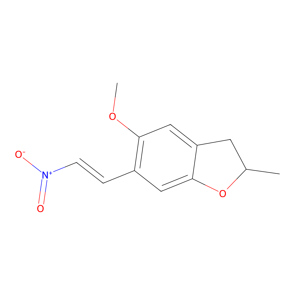 5-methoxy-2-methyl-6-[(E)-2-nitroethenyl]-2,3-dihydro-1-benzofuran molecular structure, CAS 85258-20-4