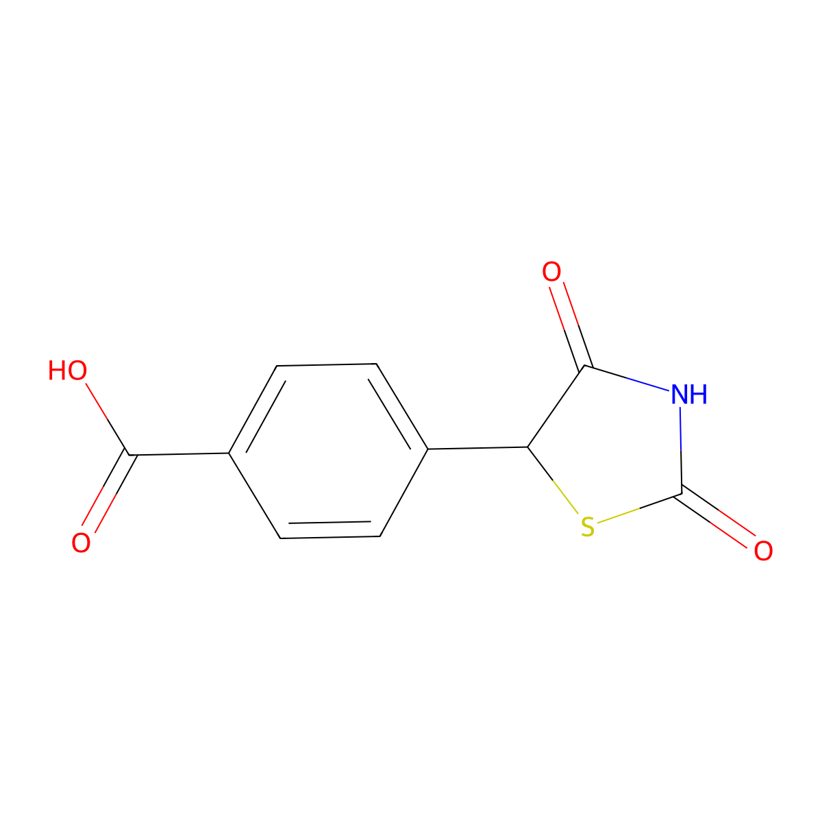 4-(2,4-Dioxo-1,3-thiazolidin-5-yl)benzoic acid molecular structure, CAS 85258-81-7