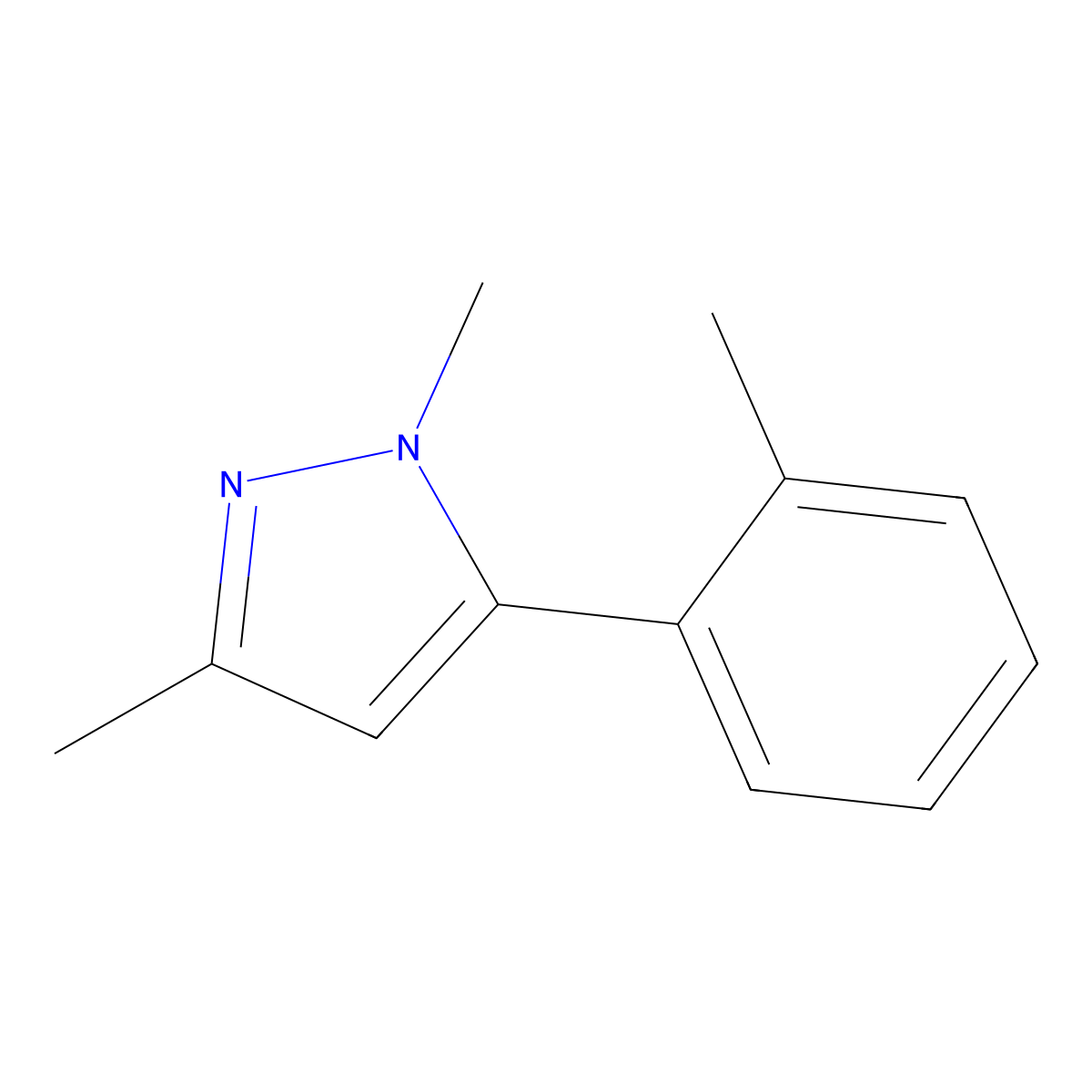 1,3-Dimethyl-5-(2-methylphenyl)-1H-pyrazole molecular structure, CAS 852603-43-1