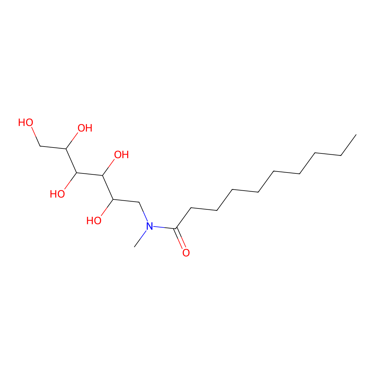 Decanoyl N-methylglucamide molecular structure, CAS 85261-20-7