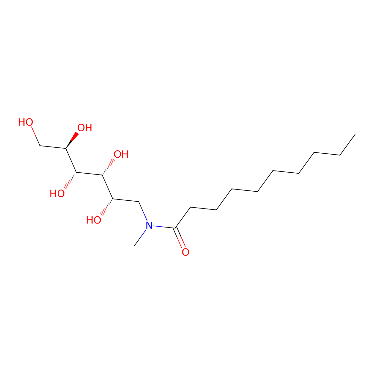 Decanoyl N-methylglucamide molecular structure, CAS 85261-20-7