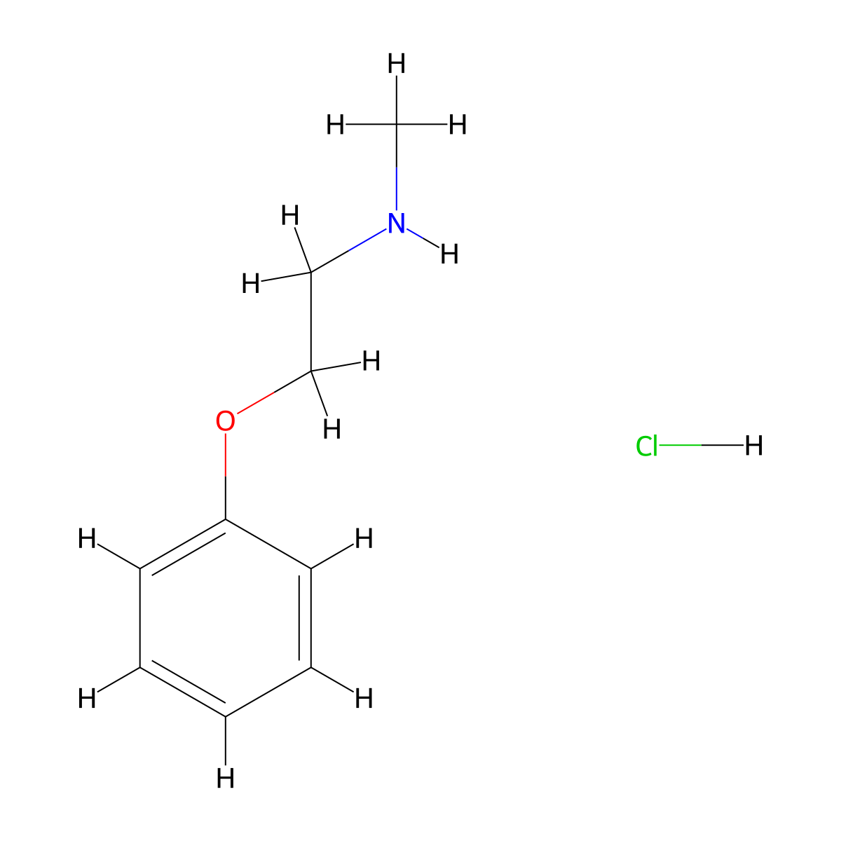 N-methyl-2-phenoxyethanamine hydrochloride molecular structure, CAS 85262-76-6