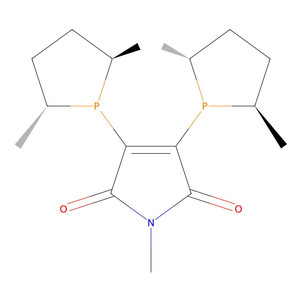3,4-Bis((2R,5R)-2,5-dimethylphospholan-1-yl)-1-methyl-1H-pyrrole-2,5-dione molecular structure, CAS 852631-51-7