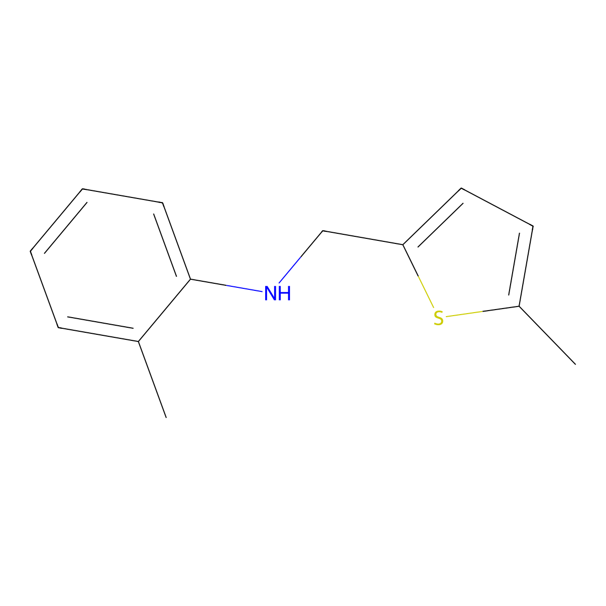 2-Methyl-N-[(5-methylthiophen-2-yl)methyl]aniline molecular structure, CAS 852635-07-5