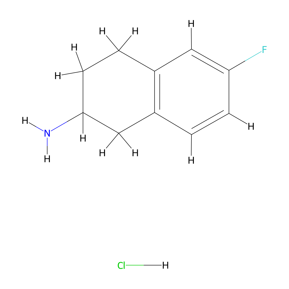 6-Fluoro-1,2,3,4-tetrahydro-naphthalen-2-ylamine hydrochloride molecular structure, CAS 852660-54-9