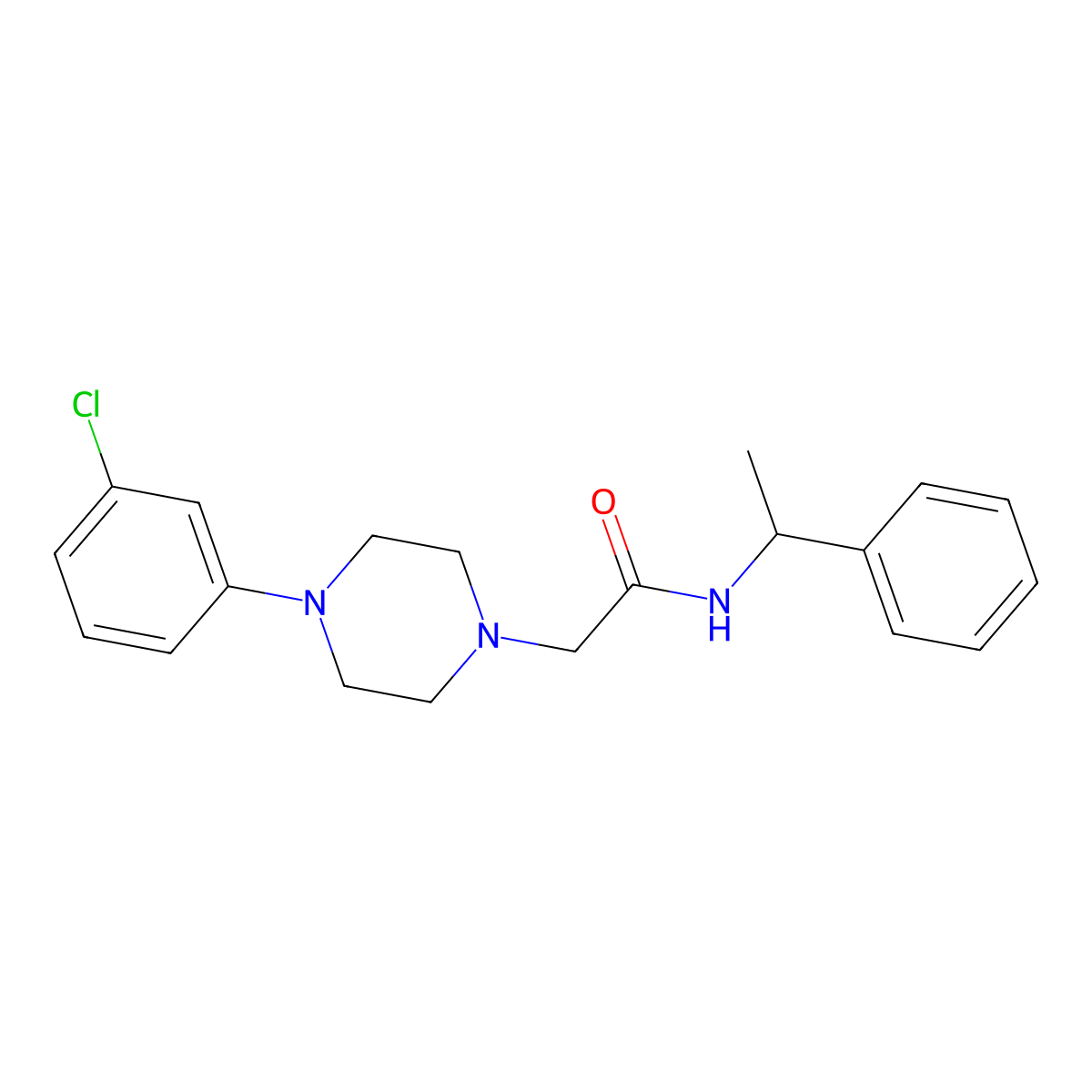 2-[4-(3-chlorophenyl)piperazin-1-yl]-N-(1-phenylethyl)acetamide molecular structure, CAS 852666-76-3