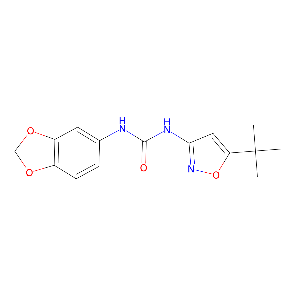 1-(Benzo[d][1,3]dioxol-5-yl)-3-(5-(tert-butyl)isoxazol-3-yl)urea molecular structure, CAS 852671-26-2