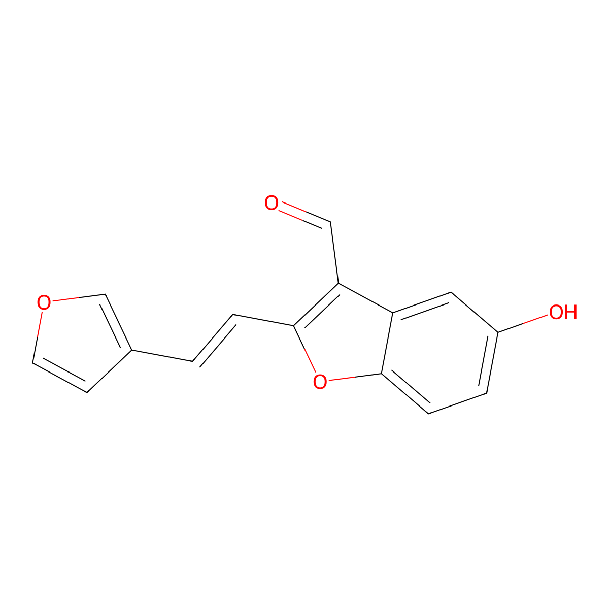 2-[(E)-2-(furan-3-yl)ethenyl]-5-hydroxy-1-benzofuran-3-carbaldehyde molecular structure, CAS 852691-02-2