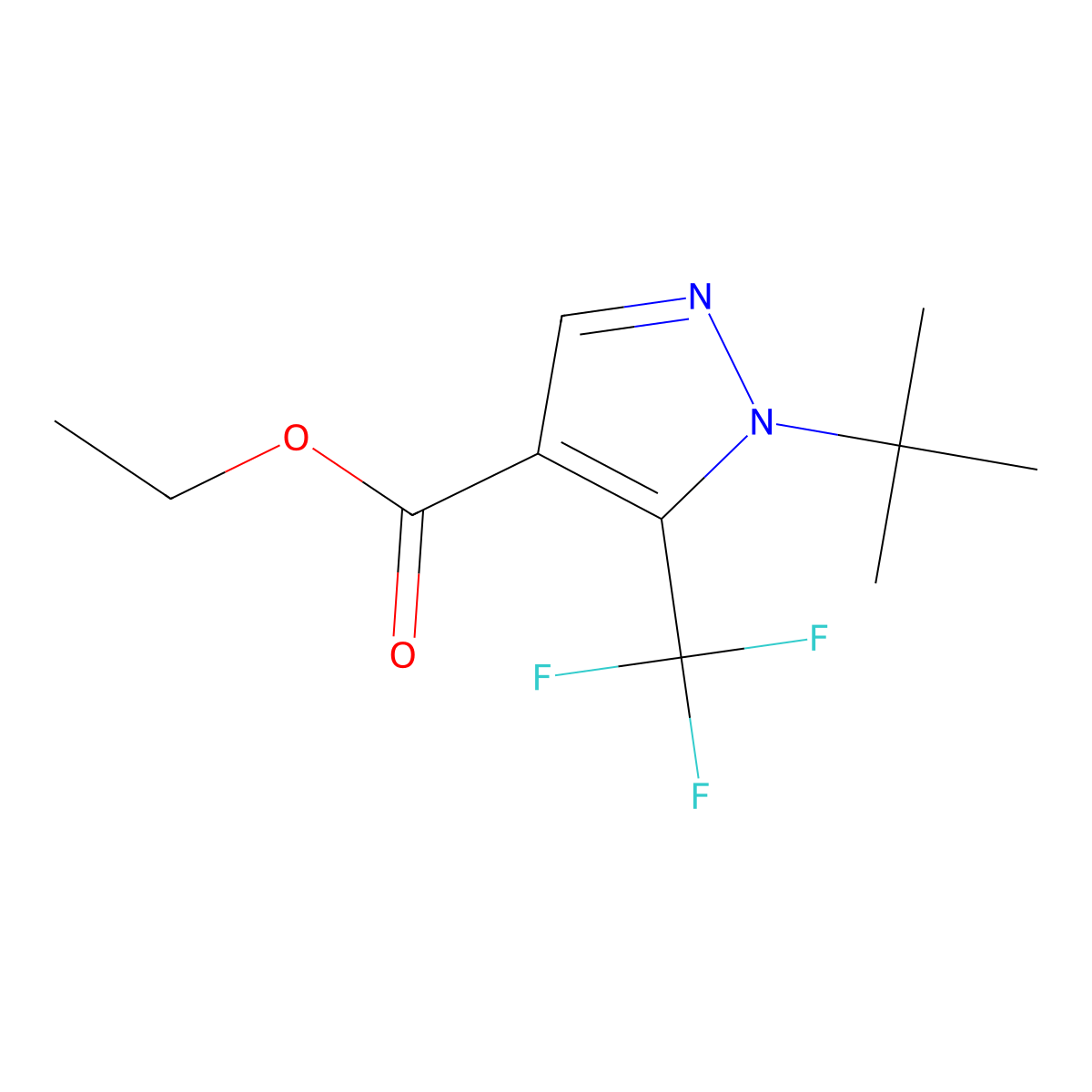Ethyl 1-(tert-butyl)-5-(trifluoromethyl)-1H-pyrazole-4-carboxylate molecular structure, CAS 852691-03-3