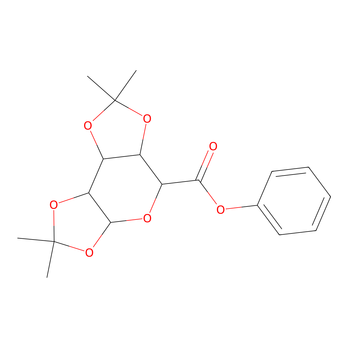 (3aR,5S,5aS,8aS,8bR)-phenyl 2,2,7,7-tetramethyltetrahydro-3aH-bis([1,3]dioxolo)[4,5-b:4',5'-d]pyran-5-carboxylate molecular structure, CAS 852691-31-7