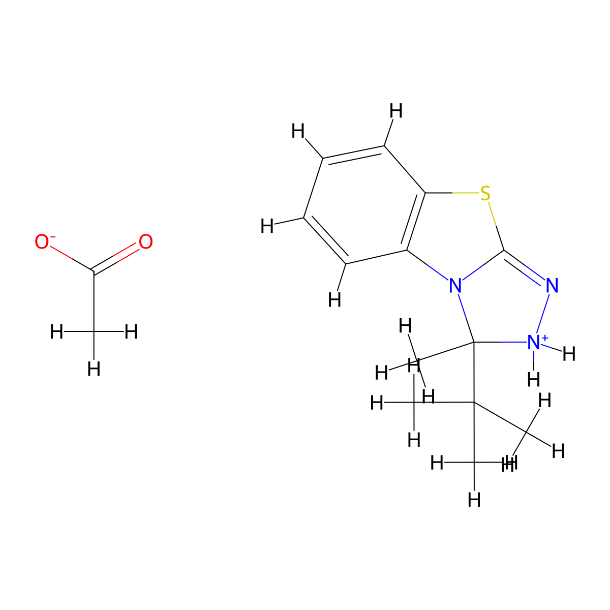 3-(Tert-butyl)-3-methyl-4-hydro-1,2,4-triazolino[3,4-b]benzothiazole, acetic a cid molecular structure, CAS 852691-36-2