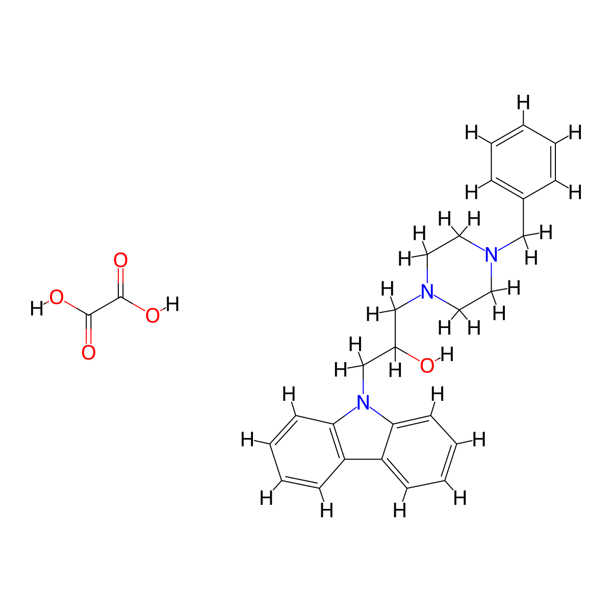 1-(4-benzylpiperazin-1-yl)-3-(9H-carbazol-9-yl)propan-2-ol oxalate molecular structure, CAS 852691-38-4
