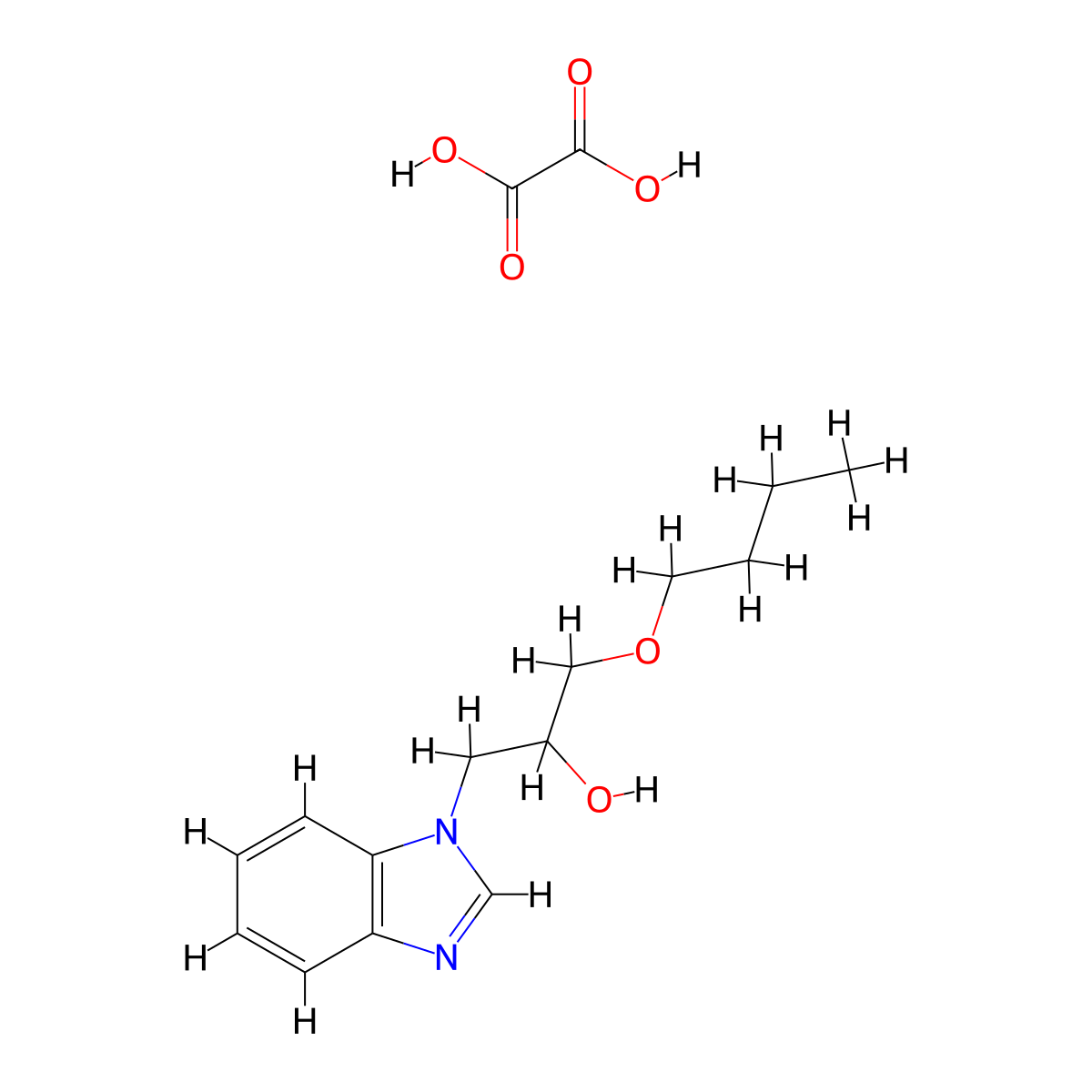 1-(1H-benzo[d]imidazol-1-yl)-3-butoxypropan-2-ol oxalate molecular structure, CAS 852691-39-5