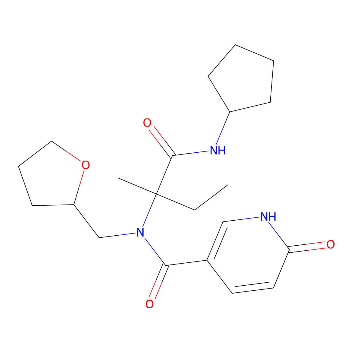 N-[1-(cyclopentylamino)-2-methyl-1-oxobutan-2-yl]-6-oxo-N-(oxolan-2-ylmethyl)-1H-pyridine-3-carboxamide molecular structure, CAS 852691-48-6