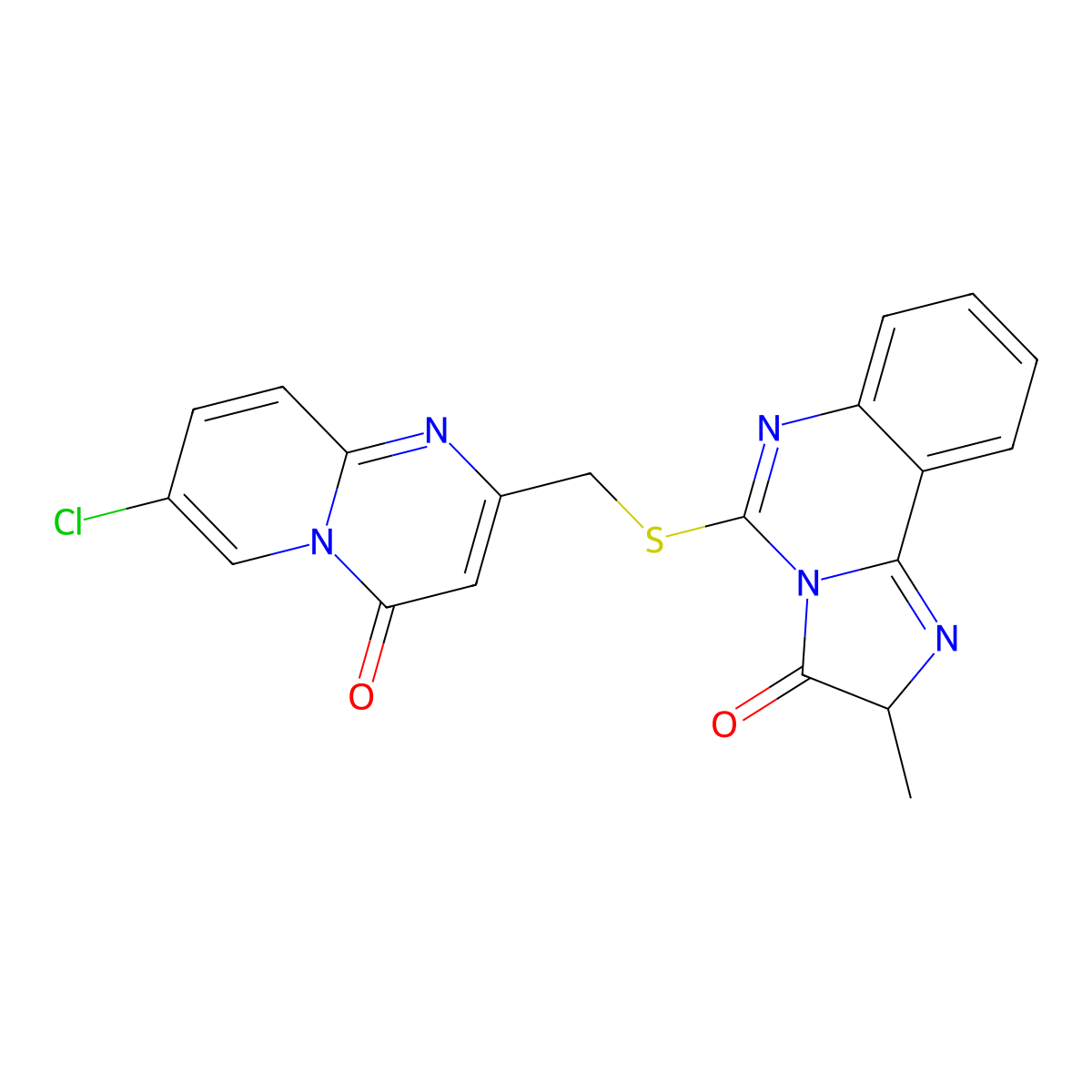 5-[({7-chloro-4-oxo-4H-pyrido[1,2-a]pyrimidin-2-yl}methyl)sulfanyl]-2-methyl-2H,3H-imidazo[1,2-c]quinazolin-3-one molecular structure, CAS 852691-58-8