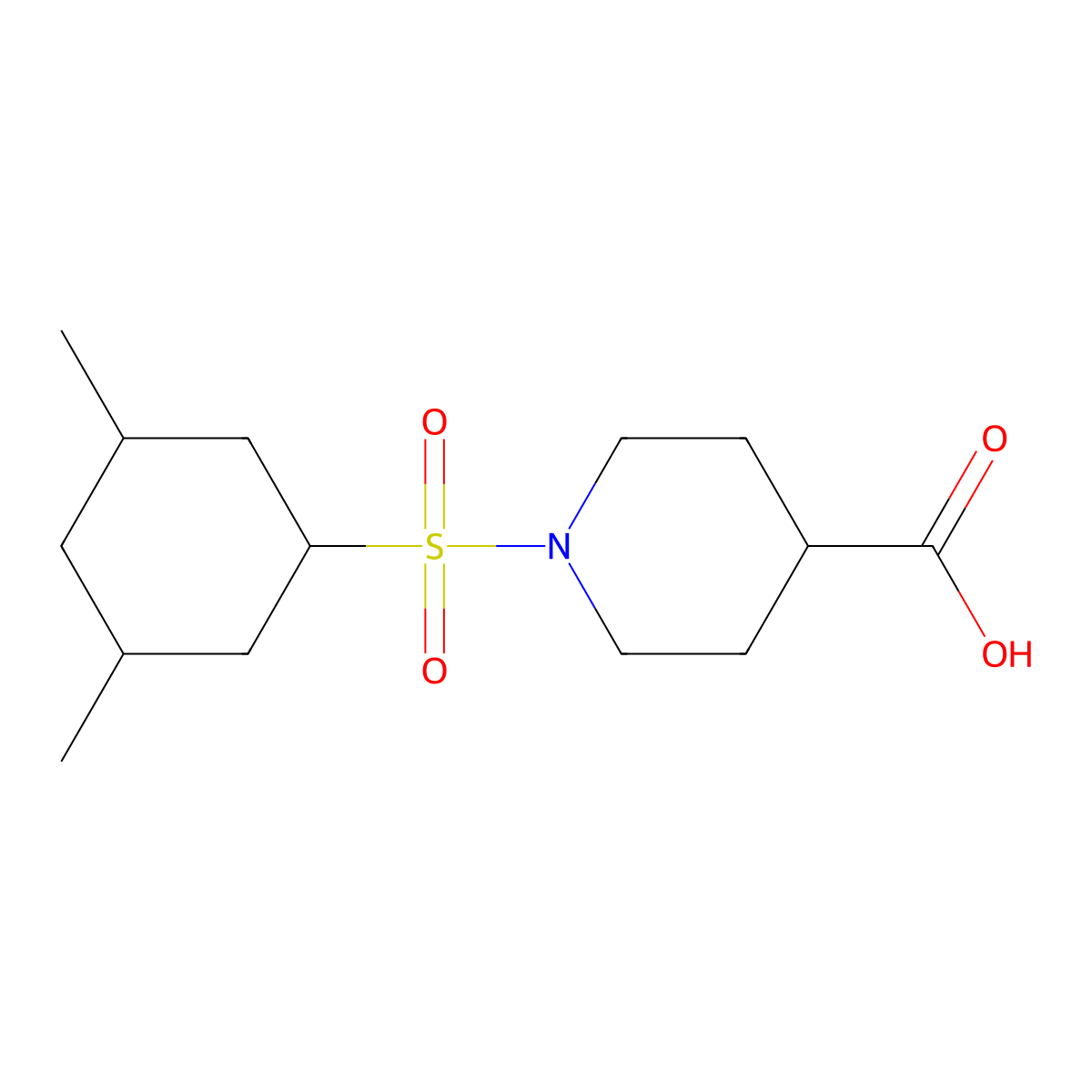 1-[(3,5-Dimethylcyclohexyl)sulfonyl]piperidine-4-carboxylic acid molecular structure, CAS 852691-59-9