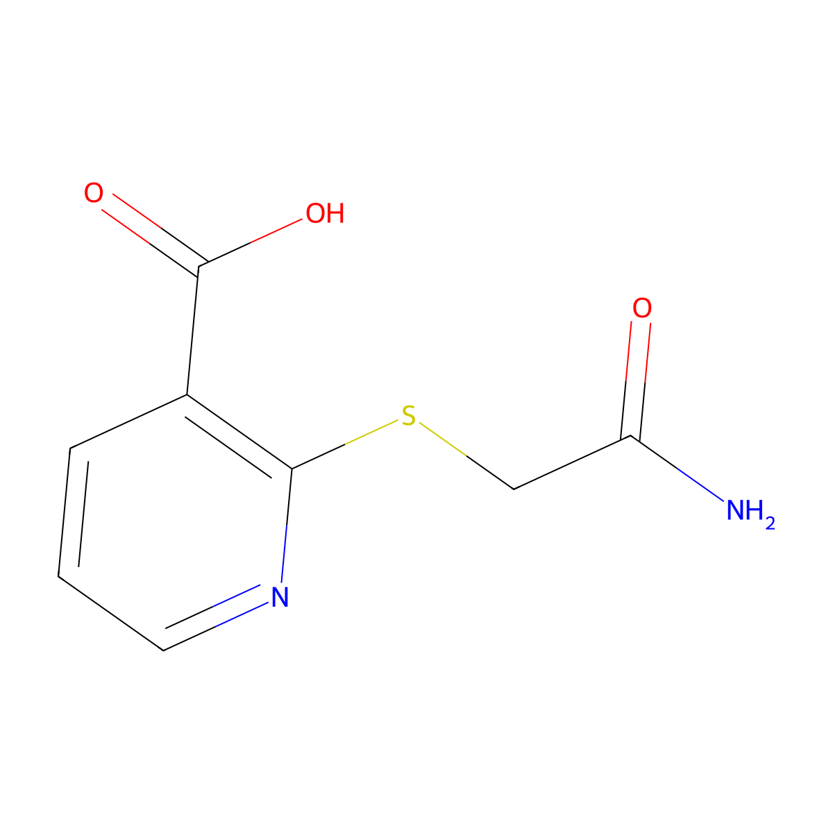 2-[(Carbamoylmethyl)sulfanyl]pyridine-3-carboxylic acid molecular structure, CAS 852695-22-8