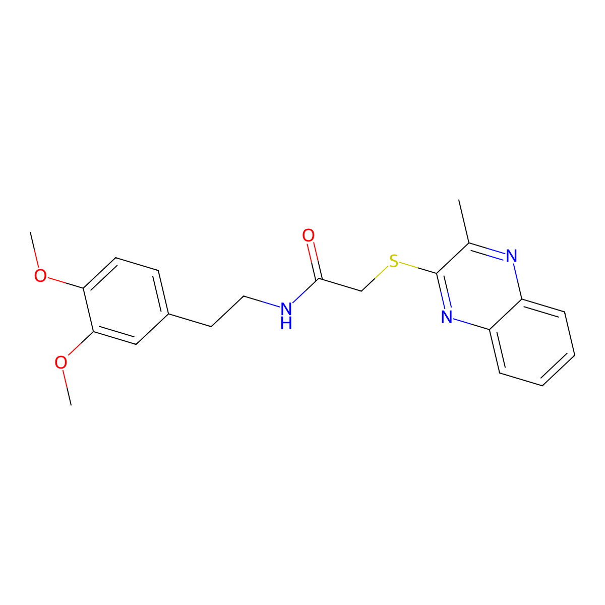 N-[2-(3,4-dimethoxyphenyl)ethyl]-2-(3-methylquinoxalin-2-ylthio)acetamide molecular structure, CAS 852696-05-0