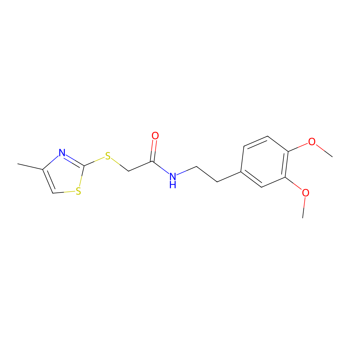 N-[2-(3,4-dimethoxyphenyl)ethyl]-2-[(4-methyl-1,3-thiazol-2-yl)sulfanyl]acetamide molecular structure, CAS 852696-33-4
