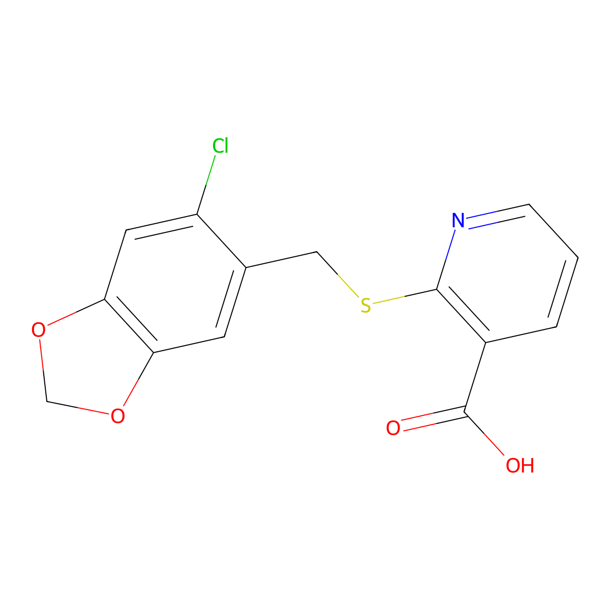 2-{[(6-Chloro-1,3-benzodioxol-5-yl)methyl]sulfanyl}pyridine-3-carboxylic acid molecular structure, CAS 852696-41-4
