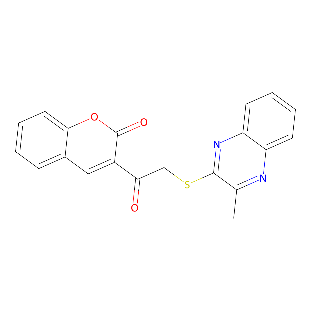 3-[2-(3-Methylquinoxalin-2-ylthio)acetyl]chromen-2-one molecular structure, CAS 852696-59-4