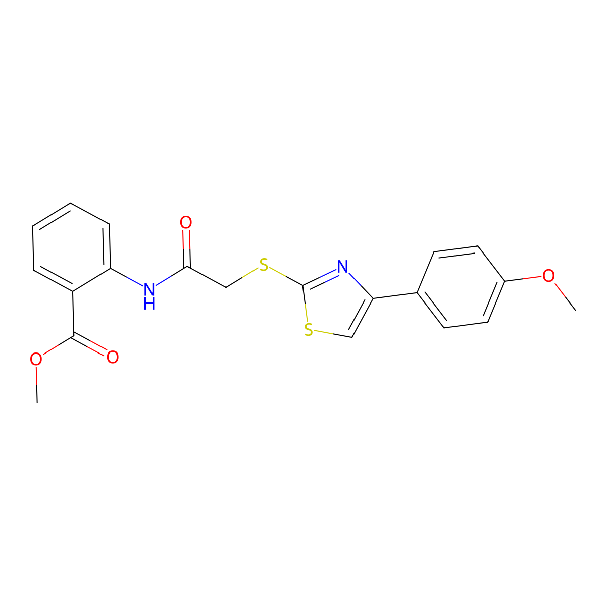 Methyl 2-(2-{[4-(4-methoxyphenyl)-1,3-thiazol-2-YL]sulfanyl}acetamido)benzoate molecular structure, CAS 852696-70-9