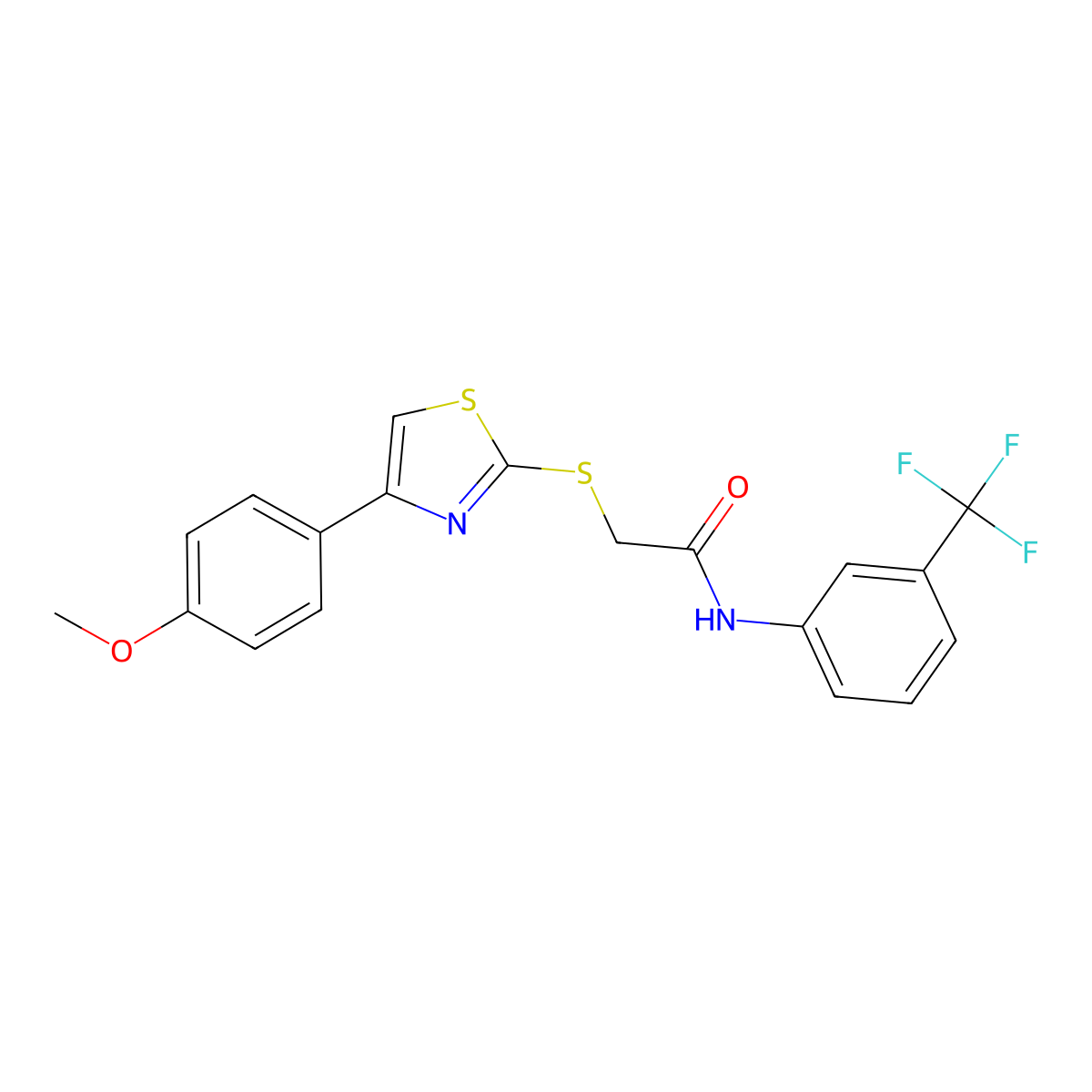 2-{[4-(4-methoxyphenyl)-1,3-thiazol-2-yl]sulfanyl}-N-[3-(trifluoromethyl)phenyl]acetamide molecular structure, CAS 852696-82-3