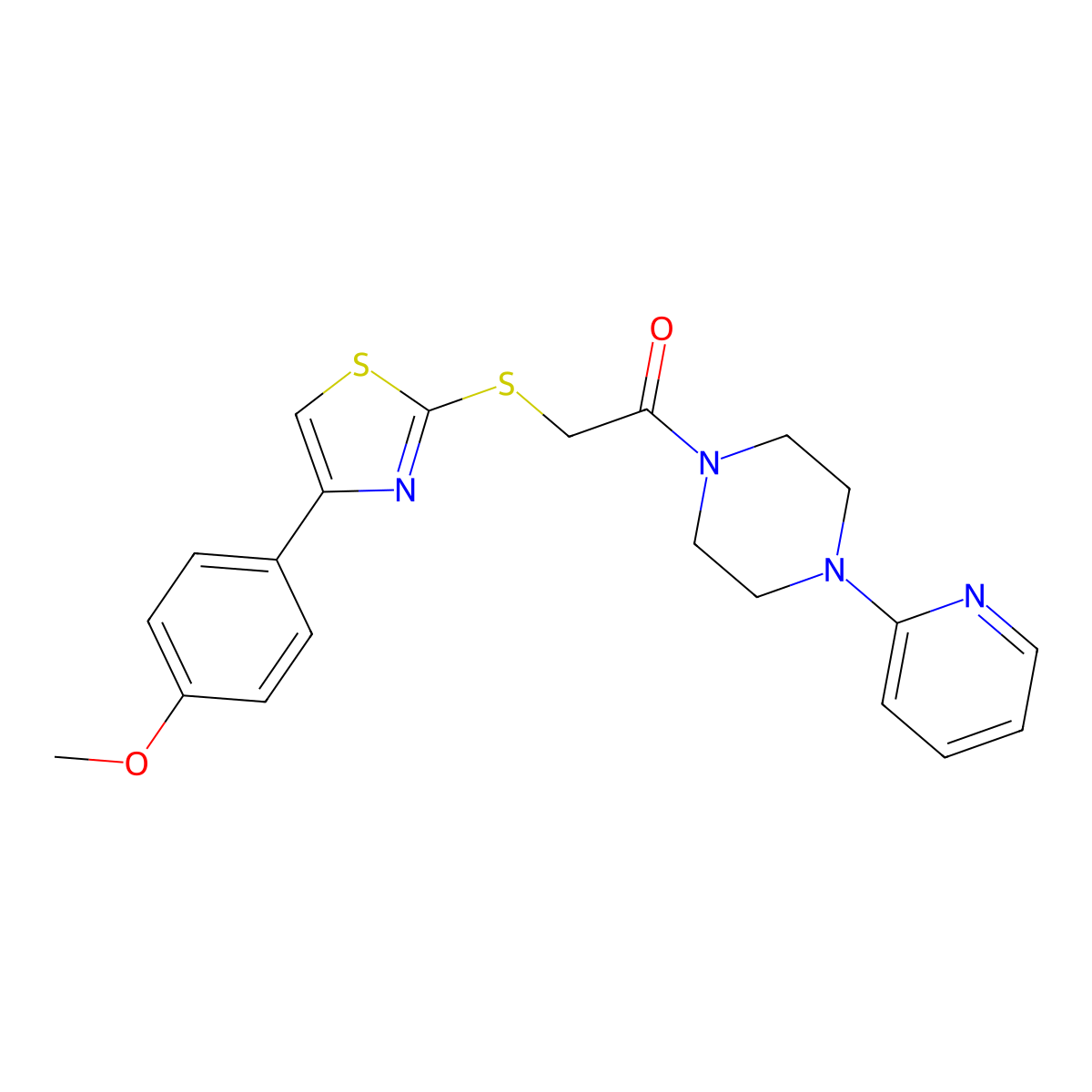 2-[[4-(4-Methoxyphenyl)-1,3-thiazol-2-yl]sulfanyl]-1-(4-pyridin-2-ylpiperazin-1-yl)ethanone molecular structure, CAS 852696-88-9