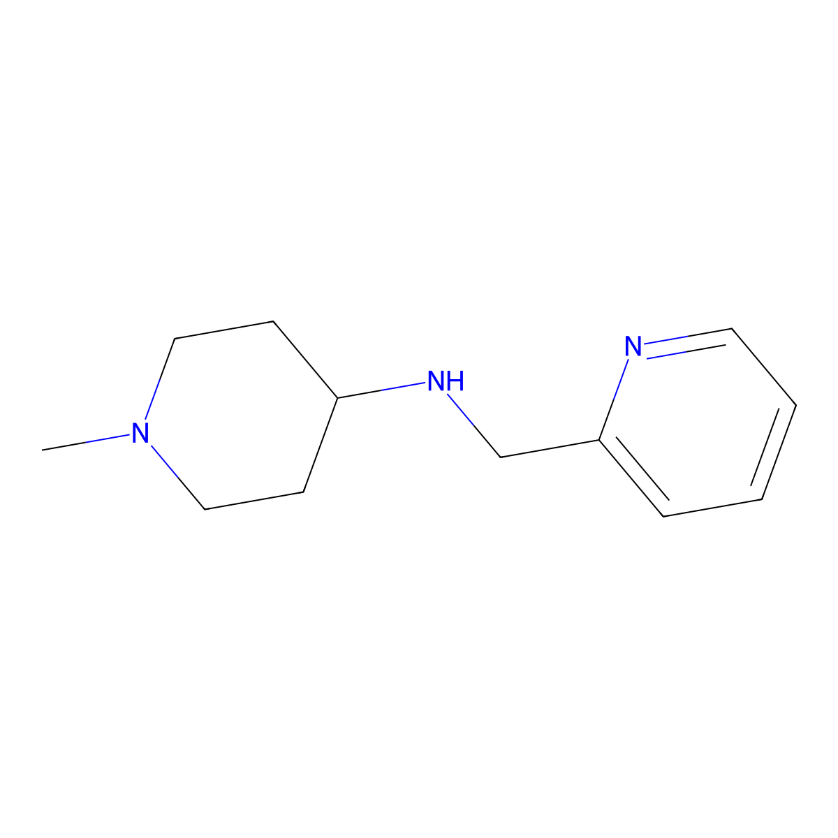 1-methyl-N-(pyridin-2-ylmethyl)piperidin-4-amine molecular structure, CAS 852698-08-9