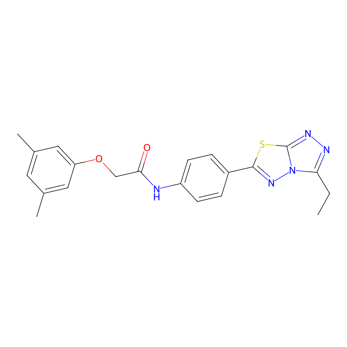2-(3,5-Dimethylphenoxy)-N-[4-(3-ethyl-1,2,4-triazolo[3,4-b][1,3,4]thiadiazol-6-yl)phenyl]acetamide molecular structure, CAS 852698-09-0
