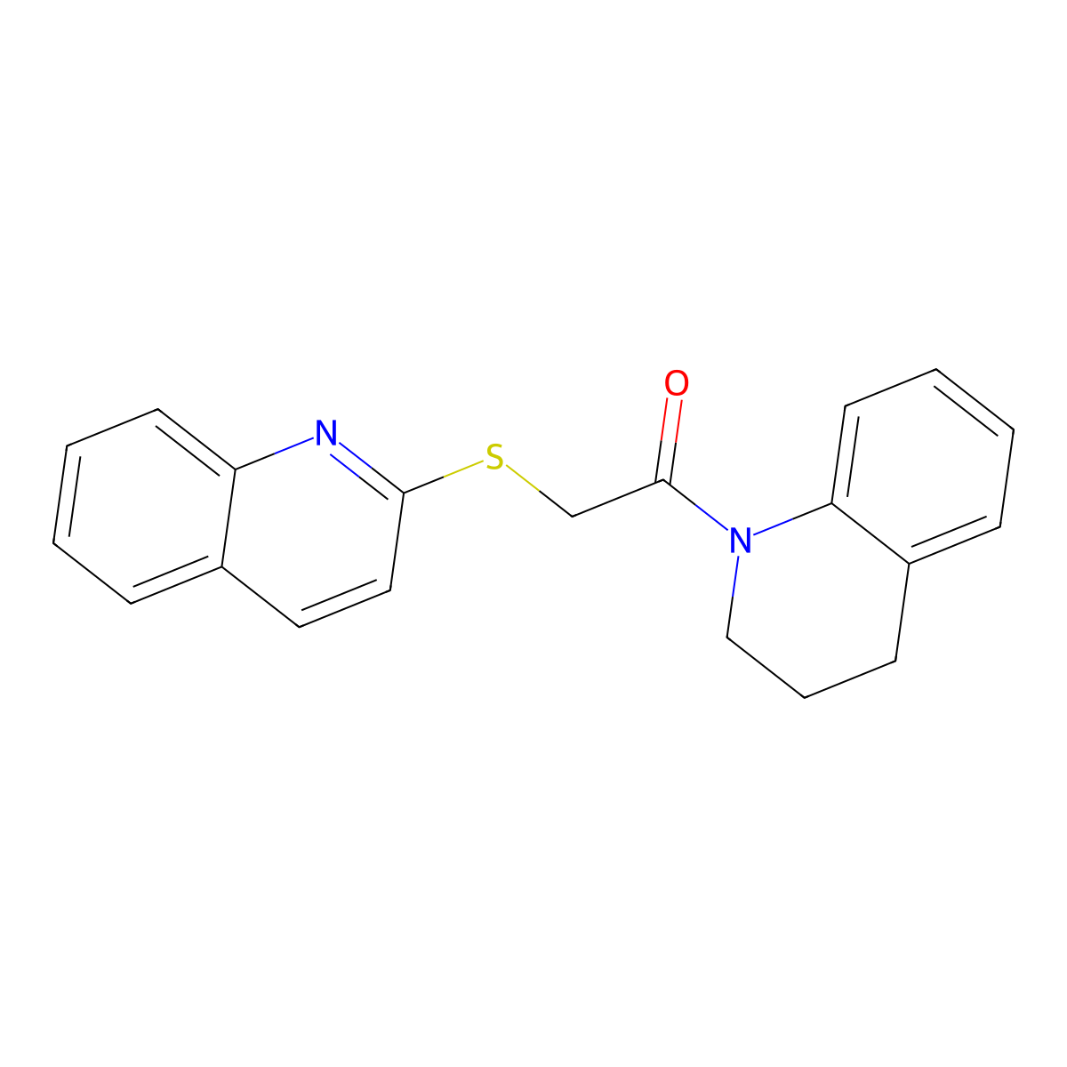 1-(3,4-dihydroquinolin-1(2H)-yl)-2-(quinolin-2-ylthio)ethanone molecular structure, CAS 852698-71-6