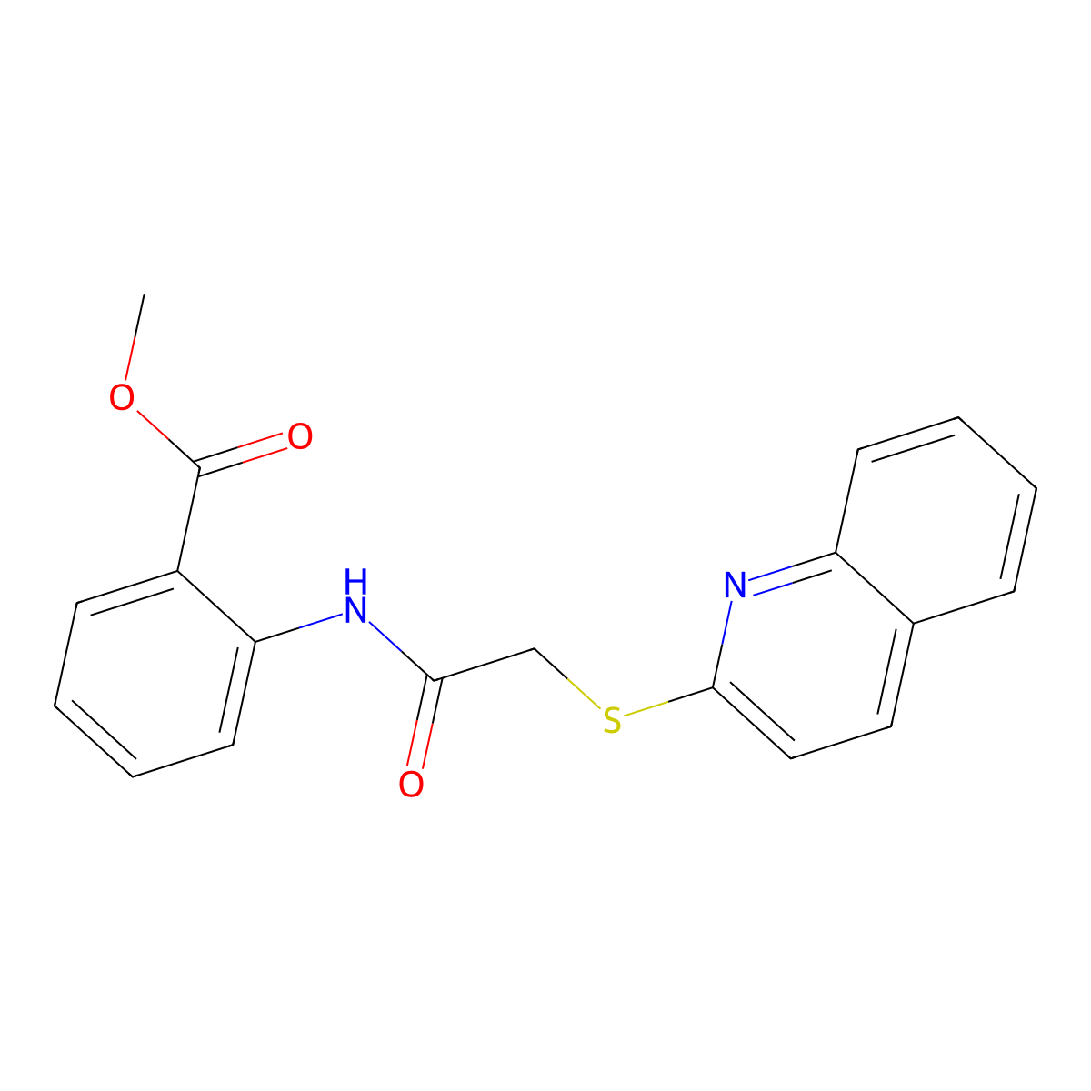 Methyl 2-(2-(2-quinolylthio)acetylamino)benzoate molecular structure, CAS 852698-72-7