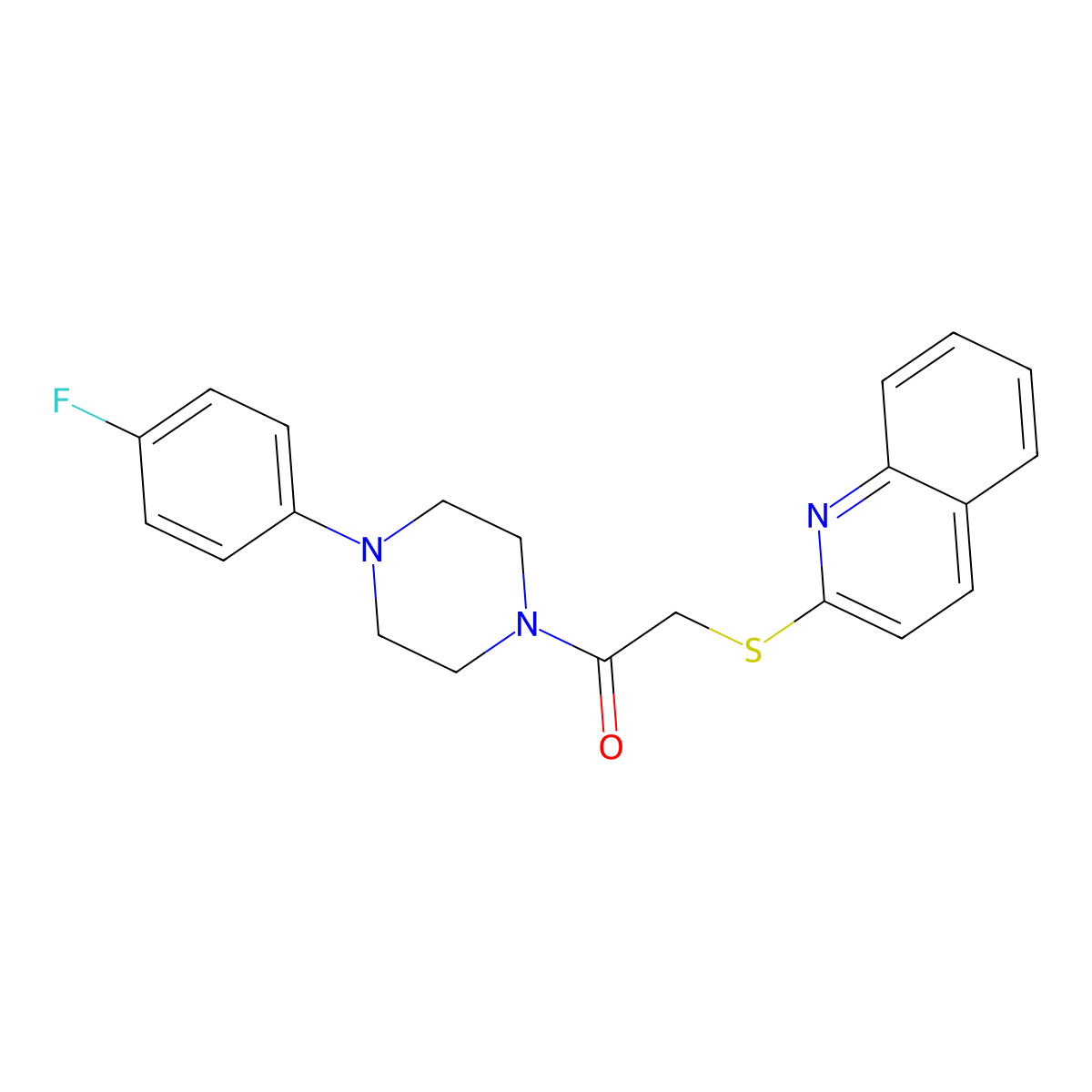 1-(4-(4-Fluorophenyl)piperazin-1-yl)-2-(quinolin-2-ylthio)ethanone molecular structure, CAS 852698-79-4