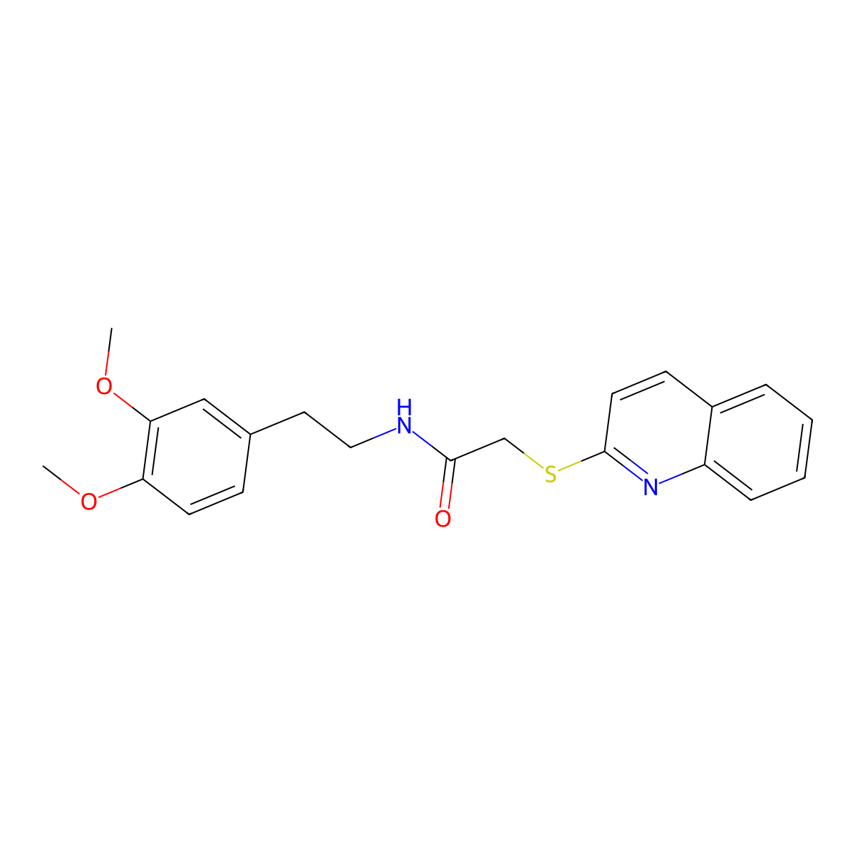 N-[2-(3,4-dimethoxyphenyl)ethyl]-2-(quinolin-2-ylsulfanyl)acetamide molecular structure, CAS 852698-81-8