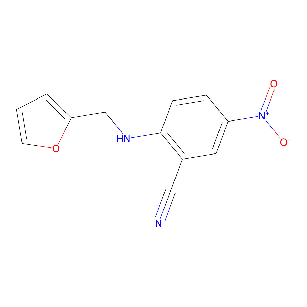 2-[(2-Furylmethyl)amino]-5-nitrobenzonitrile molecular structure, CAS 852702-44-4