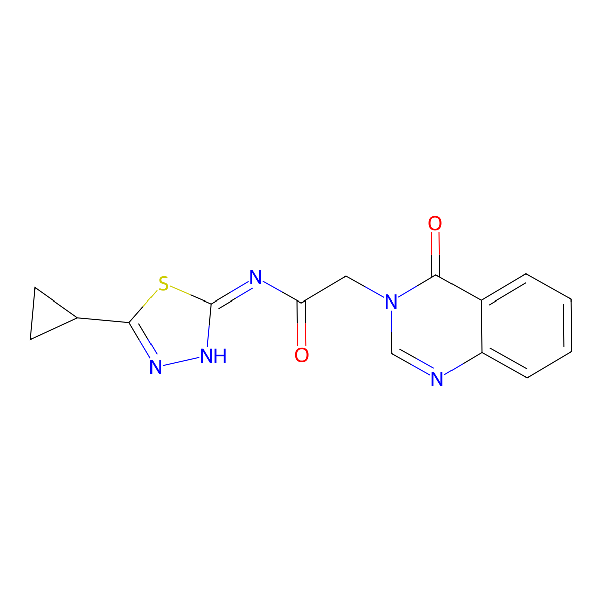 N-(5-cyclopropyl-1,3,4-thiadiazol-2-yl)-2-(4-oxoquinazolin-3(4H)-yl)acetamide molecular structure, CAS 852704-59-7