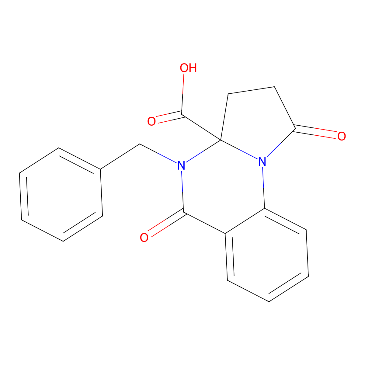 4-benzyl-1,5-dioxo-1H,2H,3H,3aH,4H,5H-pyrrolo[1,2-a]quinazoline-3a-carboxylic acid molecular structure, CAS 852706-19-5