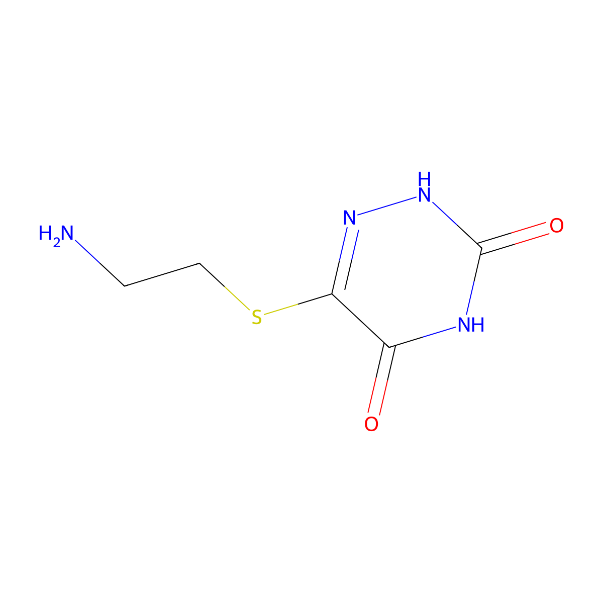 6-[(2-Aminoethyl)sulfanyl]-2,3,4,5-tetrahydro-1,2,4-triazine-3,5-dione molecular structure, CAS 852706-20-8
