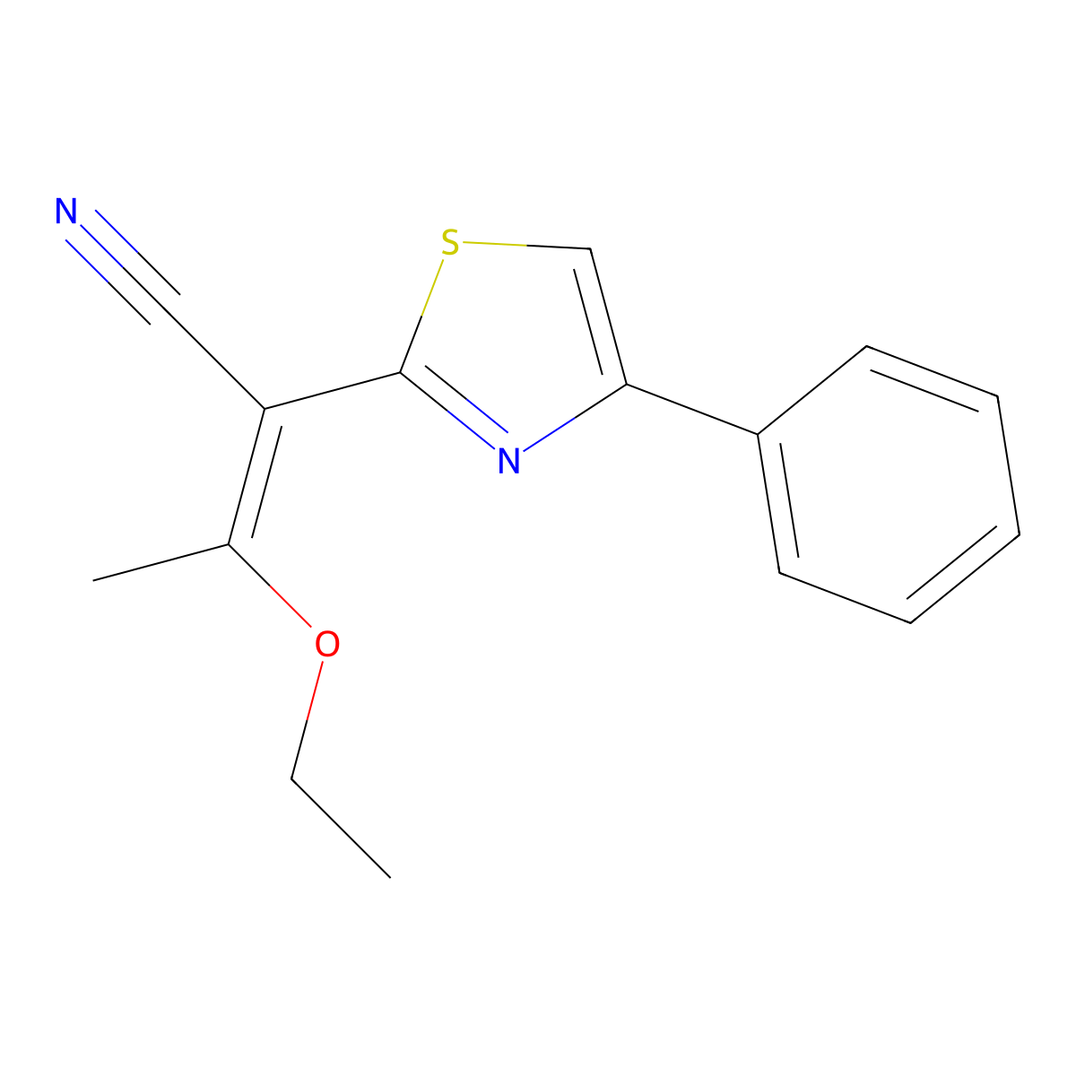 3-Ethoxy-2-(4-phenyl-1,3-thiazol-2-yl)but-2-enenitrile molecular structure, CAS 852706-21-9