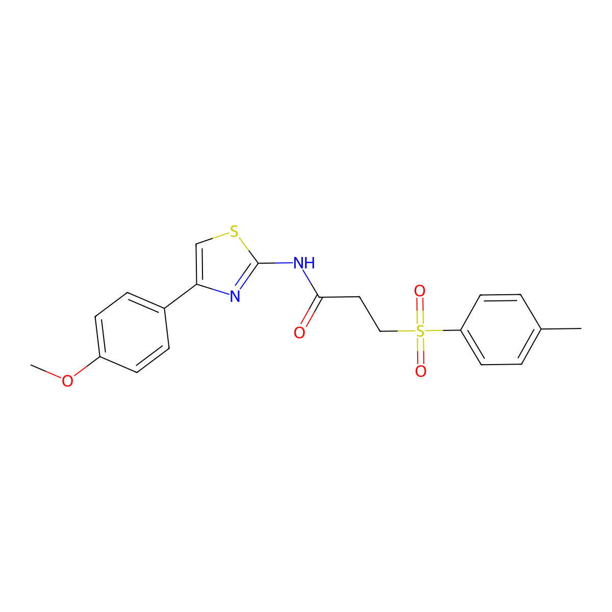 N-(4-(4-methoxyphenyl)thiazol-2-yl)-3-tosylpropanamide molecular structure, CAS 852707-01-8