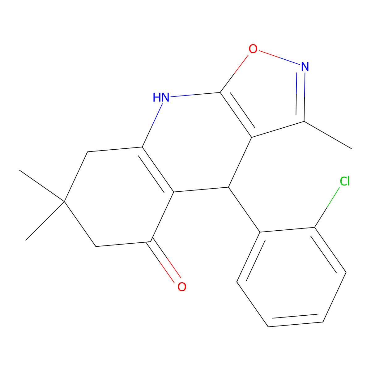 4-(2-chlorophenyl)-3,7,7-trimethyl-4H,5H,6H,7H,8H,9H-[1,2]oxazolo[5,4-b]quinolin-5-one molecular structure, CAS 852712-88-0